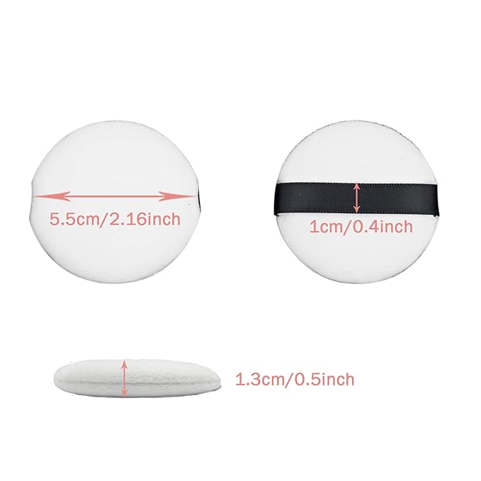 4PCS Powder Puff 2.16 inch Powder Makeup Puffs Pads Makeup with Ribbon Face Powder Puffs for Loose and Foundation Replacement (4PCS Normal Size 2.16 Inch)