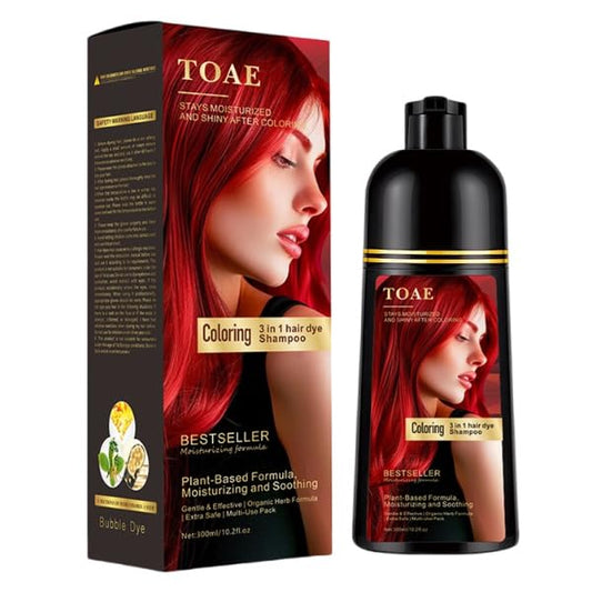3-in-1 Wine Red Hair Dye Shampoo, Instant Hair Dye Shampoo for Men & Women, Moisturizing Formula, 10.20fl oz - 300ml (Wine-Red)