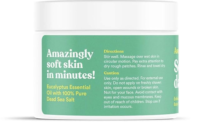 ASUTRA Dead Sea Salt Essential Oil Body Scrub Exfoliator and Dry Brush Bundle (Invigorating Eucalyptus), 16 oz - Ultra Hydrating, Gentle, & Moisturizing - Coconut, Eucalyptus, and Marjoram Oils