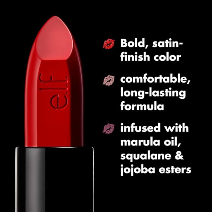 e.l.f. O Face Satin Lipstick, Richly Pigmented, Nourishing & Long-Lasting Creamy Lipstick, Infused With Jojoba, Vegan & Cruelty-Free, Loud AF