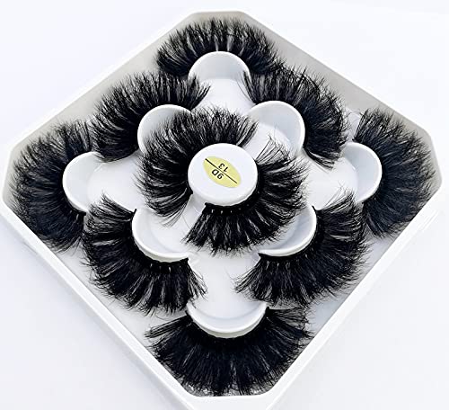 HBZGTLAD new 5 Pairs 25 mm 3d Mink Lashes Bulk Faux with Custom Natural Mink Lashes Pack Short Wholesales Natural False Eyelashes (9D-13)