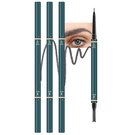 Fine Tip Eye Brow Pencils for Women, Ultra-Fine Mechanical Pencil with Eyebrow Brush,Draws Tiny Brow Hairs, 3 Pcs Waterproof Dual-Sided Defines, Fills Brows, Shapes, Contours, Combs-Smoky brown