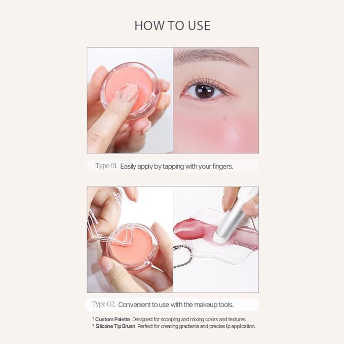 Heart Percent Dote On Mood Custom Lip & Cheek, Matte (Fog Pot) + Glow (Shine Balm) Dual Type Multi-use Blush & Lip Tint [#02. Healthy Coral]