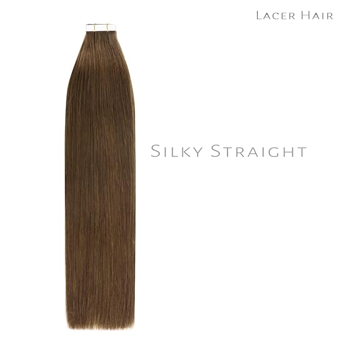 Lacer Tape in Hair Extensions Human Hair Tape Attached Skin Weft Invisible Double Side 14 Inch Chocolate Brown Hair Extensions Tape in 20pcs/set