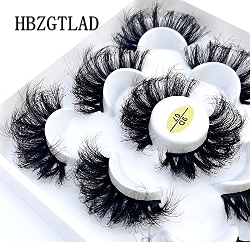 HBZGTLAD new 5 Pairs 25 mm 3d Mink Lashes Bulk Faux with Custom Natural Mink Lashes Pack Short Wholesales Natural False Eyelashes (9D-07)