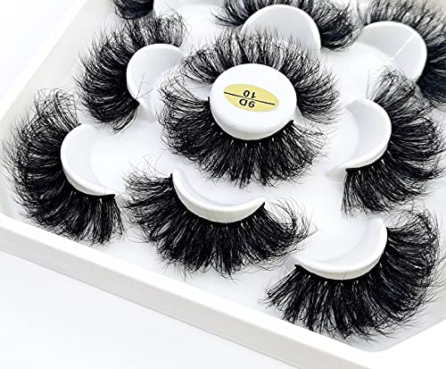 HBZGTLAD 5 Pairs 25mm 3D Mink False Eyelashes with Custom Natural Mink Lashes, Handmade, Reusable, Black