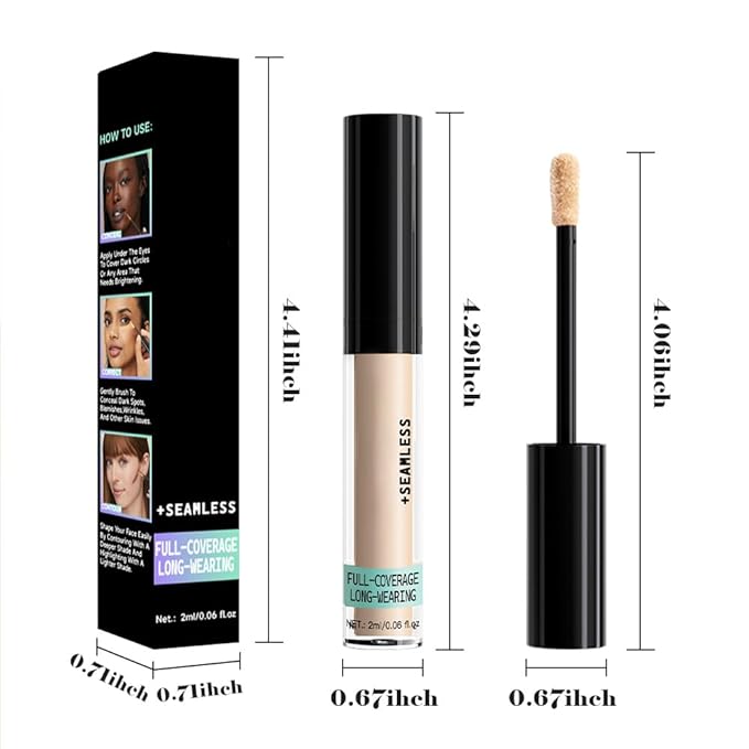 Liquid Concealer Makeup, Natural Coverage for Older Women, Under Eye Brightener Full Coverage Concealer for Dark Circles, Lightweight, Covers Oil-Free, Vegan & Cruelty-Free, 01Fair