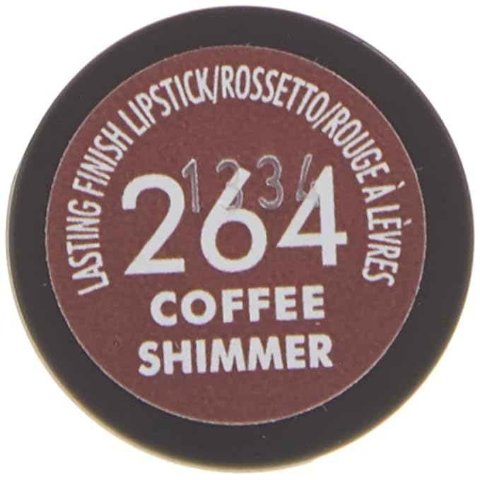 Rimmel Lasting Finish Lipstick - Up to 8 Hours of Intense Lip Color with Color Protect Technology and Exclusive Black Diamond Complex - 264 Coffee Shimmer, .14oz