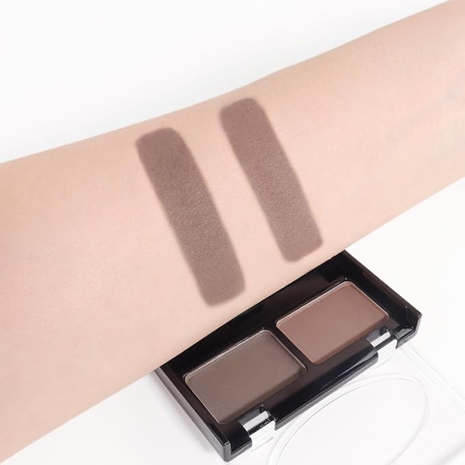 Eyebrow Powder Medium Brown Kit,Eye Brow Powder for Women with Double-ended Eyebrow Brush,Long-Lasting Waterproof Two Colors Brow Filler Get Full Defined Natural Brows,Brown Eyebrow Powder Makeup