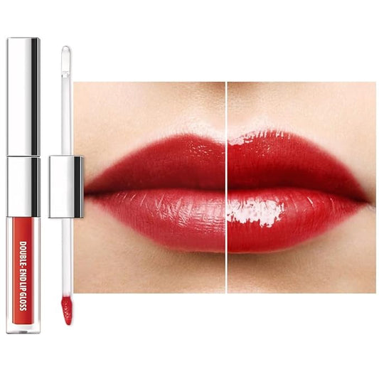 2-in-1 Matte Liquid Lipstick & Clear Lip Gloss, Long Lasting Waterproof Smudge Proof 24 Hour Lip Color Stain, Non Stick & Non Fading, Vegan Matte Makeup Lip Stain for Women, Classic Red #06