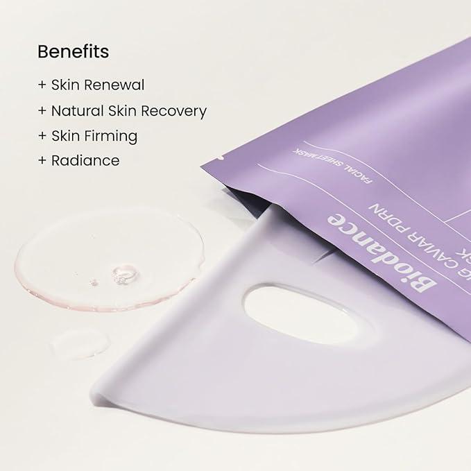 BIODANCE Rejuvenating Caviar PDRN Real Deep Mask, Overnight Hydrogel Mask, Skin Firming & Radiance Boost, Enhancing Recovery for All Skin Types, Korean Skincare, Stocking Stuffers | 1.19oz(34g) x 4ea