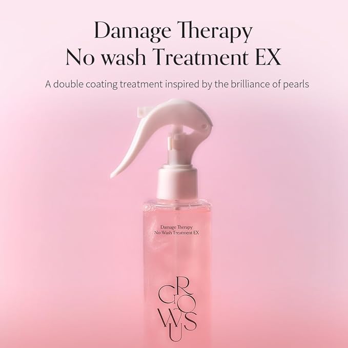GROWUS 3-Step Repair Trio – Damage Therapy Shampoo + Protein-Infused Cream Treatment + Spray-Type No-Wash Leave-In with Collagen & Heat Protection | KoreanHair Routiine for Dry Frizzy Hair