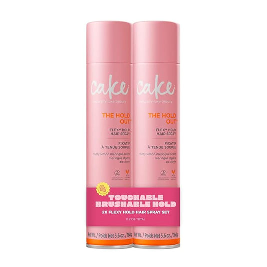 Cake Beauty Hairspray, The Hold Out – For Crunch Free Brushable, Touchable, Flexible Hold & Soft Volume – Vitamin E & Abyssinian Oil – For All Hair Types- 5.6 Oz. 2 Pack