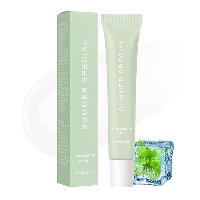 Summer Lip Glossy Butter Balm, Instant Moisture Sheer Tint, Non-Sticky, Conditioning Formula to Soothe & Repair Dry, Chapped Lips, Jelly Lip Stain with Natural Scent (#2Mint, 1Pc)