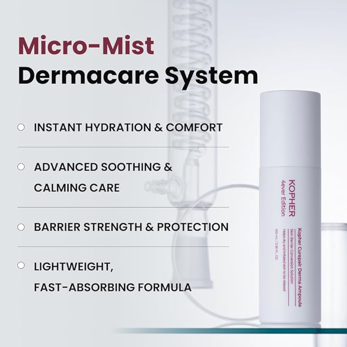 Kopher Curepair Derma Ampoule Mist [4ever Edition] with 10GF Skin Renewal & Brightening Ampoule for Sensitive Skin - Reduces Wrinkles, Improves Skin Tone, Korean Skincare (3.38 fl.oz.)