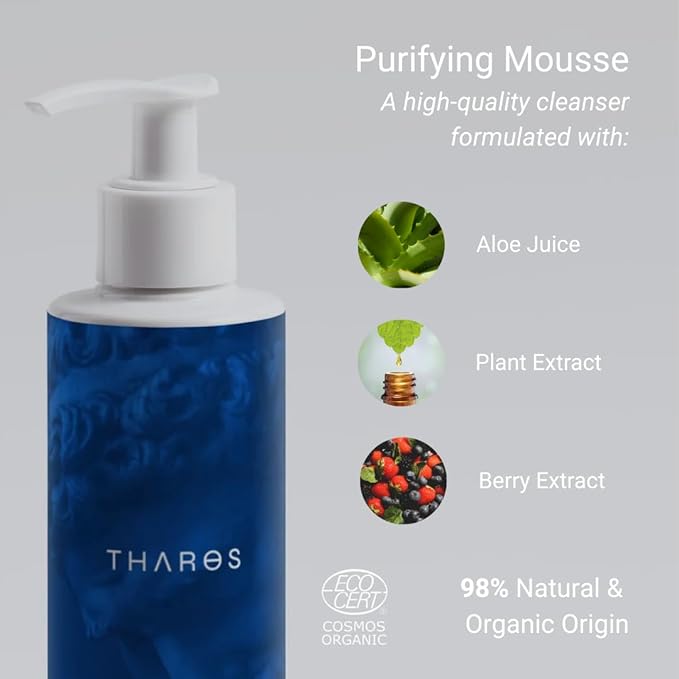 THAROS Men’s Face Wash & Daily Facial Cleanser, Prevents Breakouts, Natural Anti-Aging Face Wash for Men, 6.4 fl.oz, Vegan, For Oily & Acne-Prone Skin