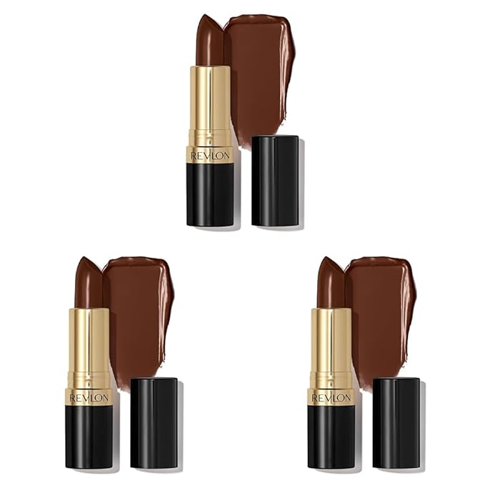 REVLON Lipstick, Super Lustrous Lipstick, Creamy Formula For Soft, Fuller-Looking Lips, Moisturized Feel in Nudes & Browns, Choco-Liscious (665) 0.15 oz (Pack of 3)