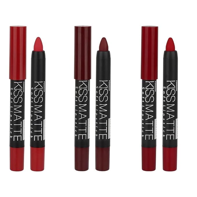 Generic Deep Dark Red Matte Lipstick and Lip Crayon Liner Pencil Pen Set for Women Lip Stain Long Lasting Waterproof labiales (3, 10&11&18)