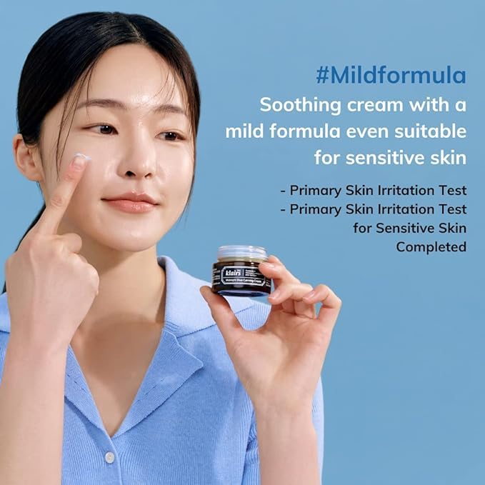 DearKlairs Midnight Blue Calming Cream, Soothing, Redness Relief Moisturizer, Hydrating, Fast Absorbing, Light Texture for Easy Use, Sensitive Skin Friendly 0.7 Oz (Pack of 1)