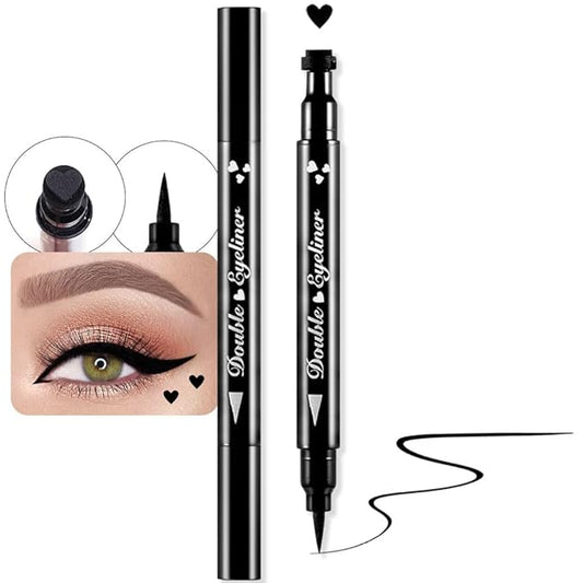 evpct 1Pcs Black Colored Winged Eyeliners Stamp, Black Hearts Face Stamps Makeup Eyeliner Eye Stamp Liners Tool Set Kit for Women Waterproof, Wing Eyeliner Stamp Figures Tool Wingliner Shapes, 04#