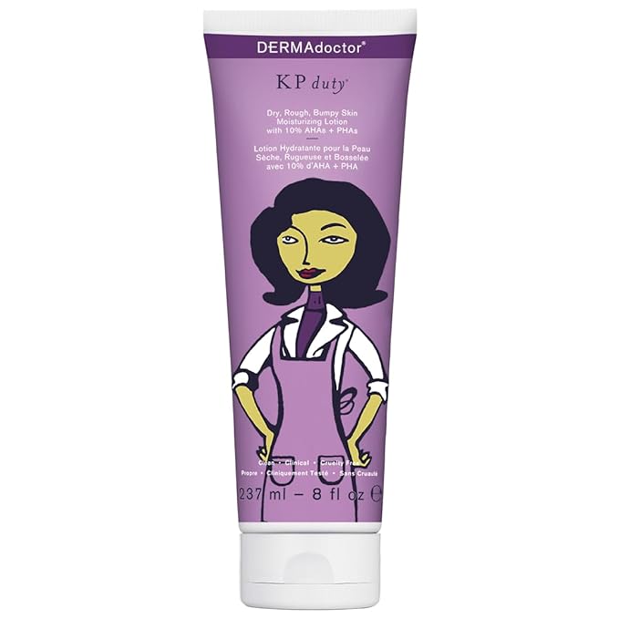 DERMAdoctor KP Bump Eraser Keratosis Pilaris Lotion – Gentle KP Cream for Arms and Full Body | Rough and Bumpy Skin Lotion for Keratosis Pilaris | Smooths, Hydrates & Softens | 10% AHAs + PHAs, 8 oz