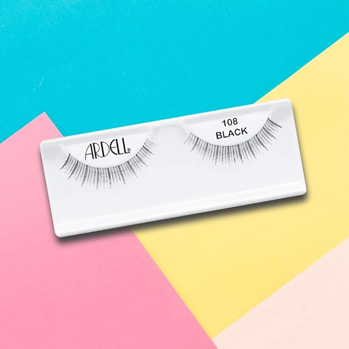 Ardell Natural Lashes False Eyelashes 108 - Black, Lightweight, Reusable Strip Lashes for a Soft Natural Look, 4 Pack