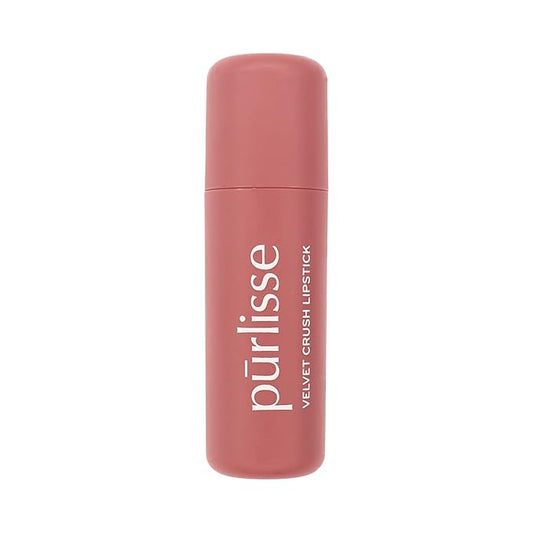pūrlisse Velvet Crush Long Lasting Lipstick - Matte Finish Hydrating Lipstick - Enriched with Bakuchiol, Mango Seed & Shea Butter to Soften & Smooth Lips - Pinky Nude (0.12 oz)