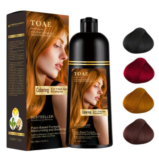 3-in-1 Hair Dye Shampoo, Instant Hair Dye Shampoo for Men & Women, Moisturizing Formula, 10.20fl oz - 300ml (Golden Brown)