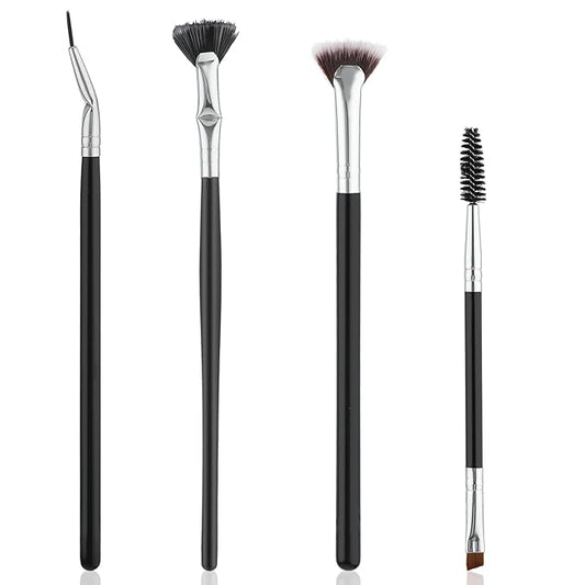 4 PCS Mascara Fan Brush Eyelash Brush Eyelash Separator Tool, Folding Angle Scalloped Lash Brush Set for Lashes, Eyelash Comb, Eye Makeup Brush Tool