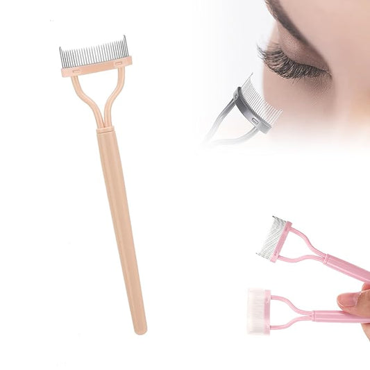 Eyelash Comb Eyelash Separator Tool, Arc Designed Eyelash Comb Separator, Eyelash Brush Separator With Metal Teeth Eyelashes Grooming Tool for Eye Cosmetic Brush Tool (Yellow, 1 pcs)