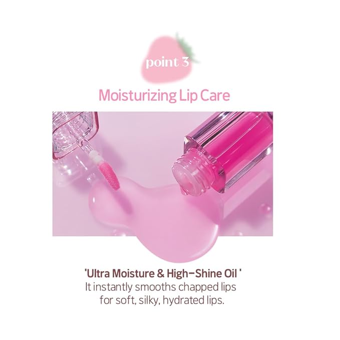ETUDE Dear Darling Oil Tint #8 Red Candy 4.2g | High Moisturizing and Strong Hydrating Lip Oil/Lip Gloss | Smooth and Moist Lips | Non-Sticky Lip Oil Tint For Dry Lips | Korean Makeup