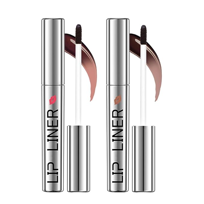 2PC Pipe-off lip liner stain,light brown/dark brown/burgundy long-lasting,line tattoo high-color Tint,Smudge-Proof,Waterproof,Nude Matte Tint,Non-Fading, Full Coverage(#1+#3)