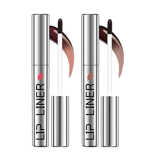 2PC Pipe-off lip liner stain,light brown/dark brown/burgundy long-lasting,line tattoo high-color Tint,Smudge-Proof,Waterproof,Nude Matte Tint,Non-Fading, Full Coverage(#1+#3)