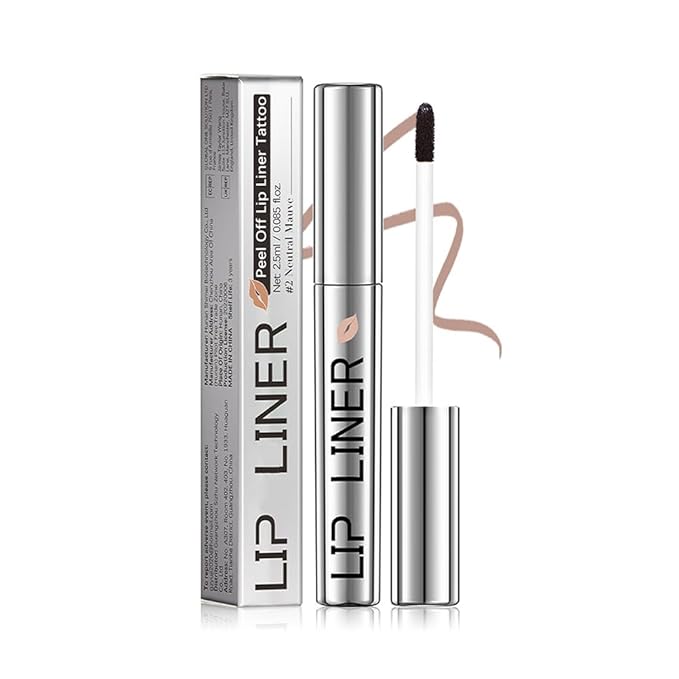 Pipe-off lip liner stain,light brown/dark brown/burgundy long-lasting,line tattoo high-color Tint,Smudge-Proof,Waterproof,Nude Matte Tint,Non-Fading, Full Coverage(#2 Neutral Mauve)