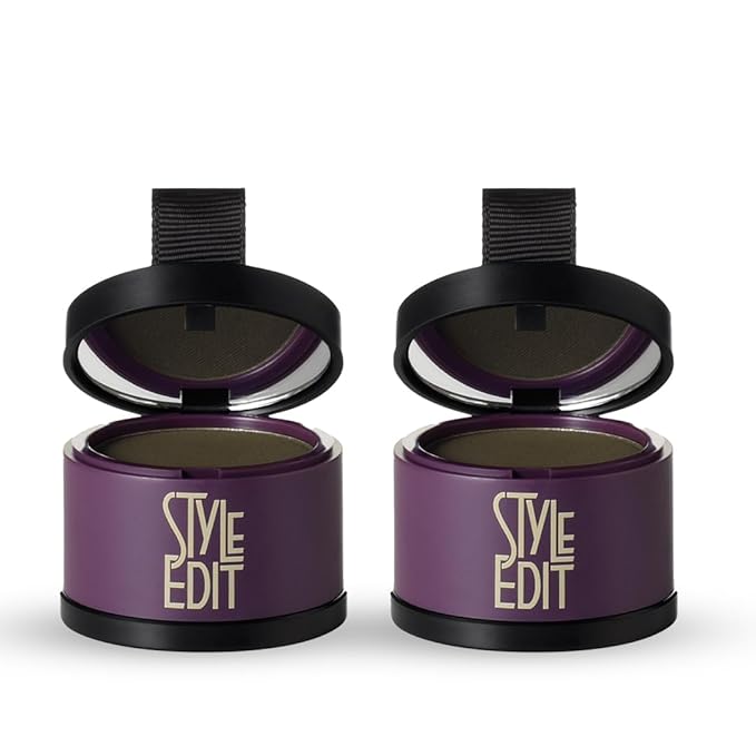 Style Edit Root Touch Up Powder for Black Hair | Cover Up Hair Color for Grays and Roots Coverage | Mineral Infused Binding Hairline Powder 2 Pack