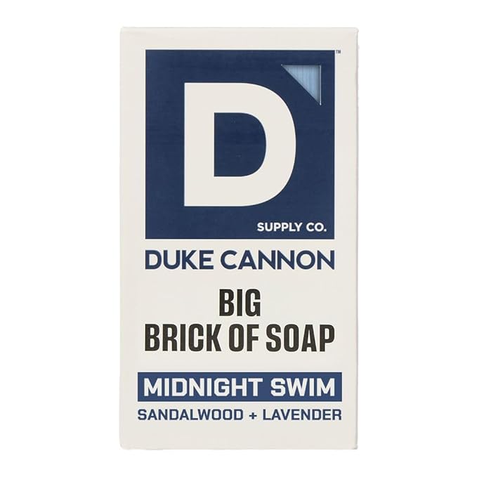 Duke Cannon Big Brick of Soap – Sandalwood + Lavender Scent – Large Triple-Milled Bar Soap for Men, Long-Lasting, Moisturizing with Natural Oils, Supports U.S. Veterans, Midnight Swim (10 oz.)