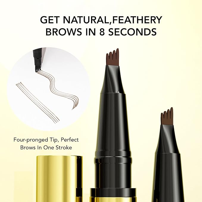 O'CHEAL Double-end Styling Eyebrow Pen and Eyebrow Gel with 3 eyebrow cards, 2-in-1 Eyebrow Pencils for Women with 4-Fork-Tip & Clear Brow Gel, Eyebrow Makeup 02#BROWN