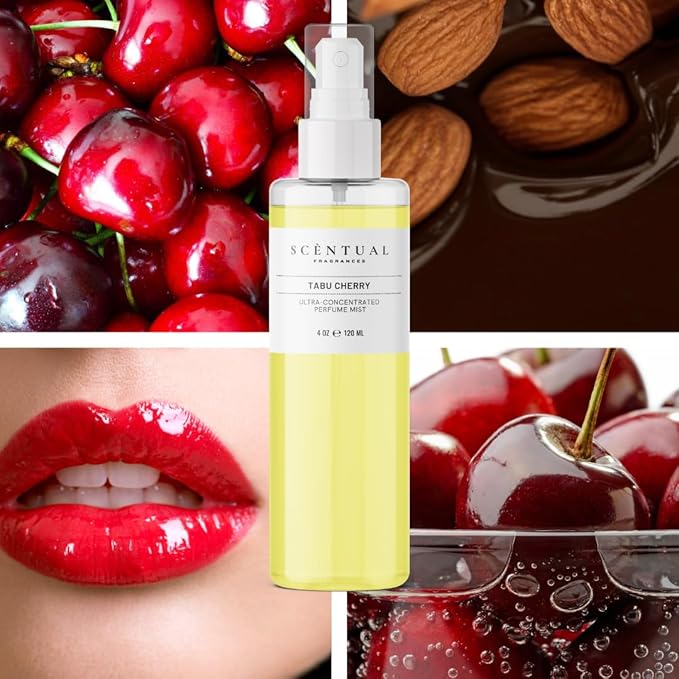 Tabu Cherry, Ultra-Concentrated Hair & Body Perfume Mist, Long Lasting Women's Fragrance, Gourmand Perfumes for Women, Vegan and Cruelty Free