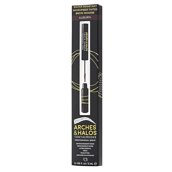 Arches and Halos Microfiber Tinted Brow Mousse - Richly Pigmented Eyebrow Shaper - Water Resistant Filler Pen - Vegan - Auburn - 0.11 oz