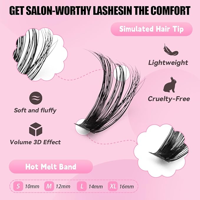 Azenlo Natural Lash Clusters Kit Wispy Eyelash Clusters 120 pcs Cluster Eyelash Extensions C Curl Individual Lashes 10-16 mm Mix Length Natural Look (40D KIT 120 Pcs)