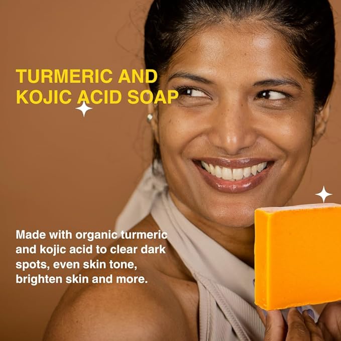 Turmeric Skin Cleansing Soap - Natural Glow Face & Body Cleanser for Acne, Dark Spots & Scars, Gentle for All Skin Types - 1 bar (4.5 oz)
