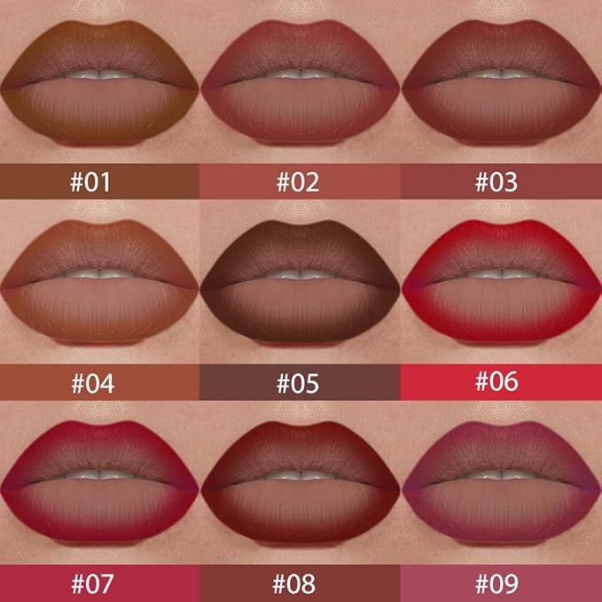 evpct Maroon Gradient Matte Lipstick Lip Liner Crayon Combo Pencil Set for Women Long Lasting Waterproof, Chestnut Brown Matte Cream Lip Liner and Lipstick Combo Makeup Flawless Gradual Ombre Effect