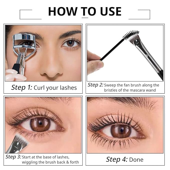 Eyelash Brush Separator with Comb kit, Lash Wand Fan Tool for Eyebrow Application, Prevents Clumping, Easy-to-Use Cosmetic Brush