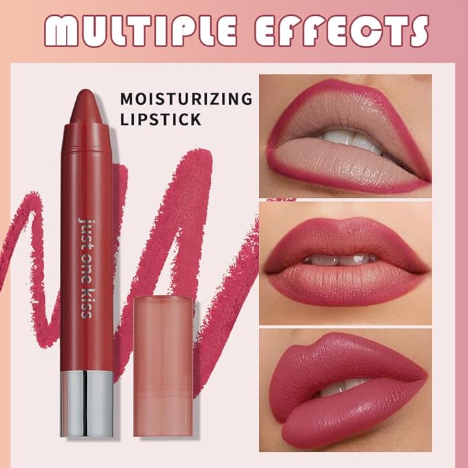 Rose Red Hydrating Cream Lipstick Lip Crayon for Women, Moisturizing Lipstick Long-lasting Waterproof, Retractable Lips Crayon Liner for Ombre Shades, Tinted Lip Balm + Lips Color in One, 10