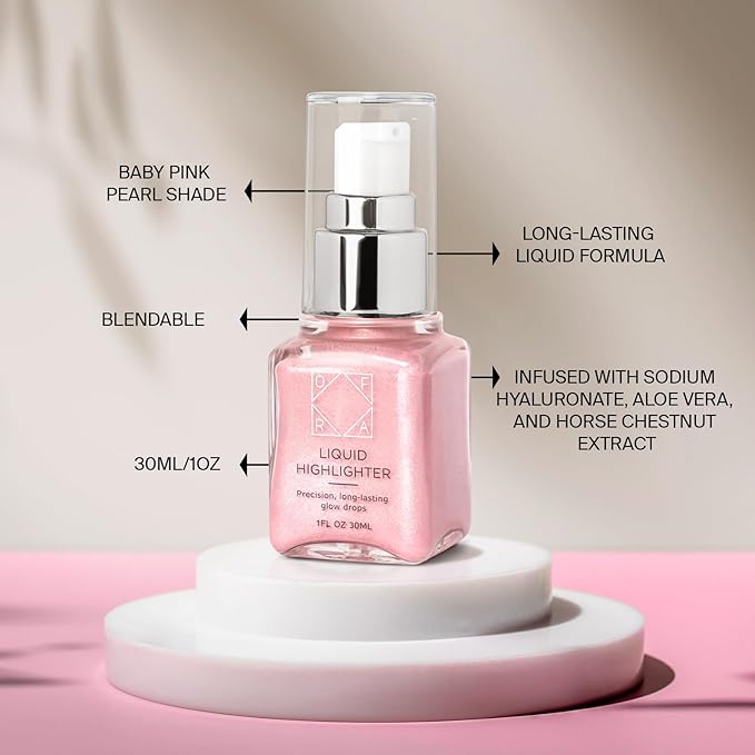Ofra Star Lit Liquid Highlighter Cupid | Gel-Like Liquid Highlighter for a Pearl, Luminous Glow | Long-Lasting, Blendable, and Buildable Formula | 30ml/1oz
