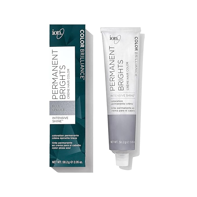 Ion Permanent Brights Creme Hair Color Pastel Blue, Vegan, Cruelty Free, PPD Free, 100% Gray Coverage, Long Lasting, Fade Resistant Color, 2.05 oz