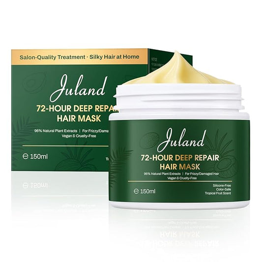 Juland Hair Mask, Collagen Hair Mask with Natural Amla Oil for Moisturization & Damage Repair, Hydroplex Technology for Stronger, Shinier Hair, 11 oz Revitalizing Treatment for Dry