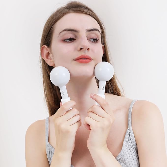 Pfefe Ice Globes for Face & Eyes, Unbreakable Stainless Steel Cryo Sticks for Beauty Routines, Facials Cold Roller Cooling Globes for Puffiness, Wrinkles, Dark Circles, Headaches