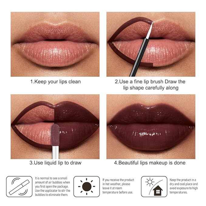 Kaely Longwear Shine Lipstick for Women, Highly Pigmented Liquid Lip Color Makeup, Non-Transfer Lip Gloss Stain Waterproof Smudge Proof 24 Hour, Glossy Finish, Vegan & Cruelty-free, 10 FEARLESS