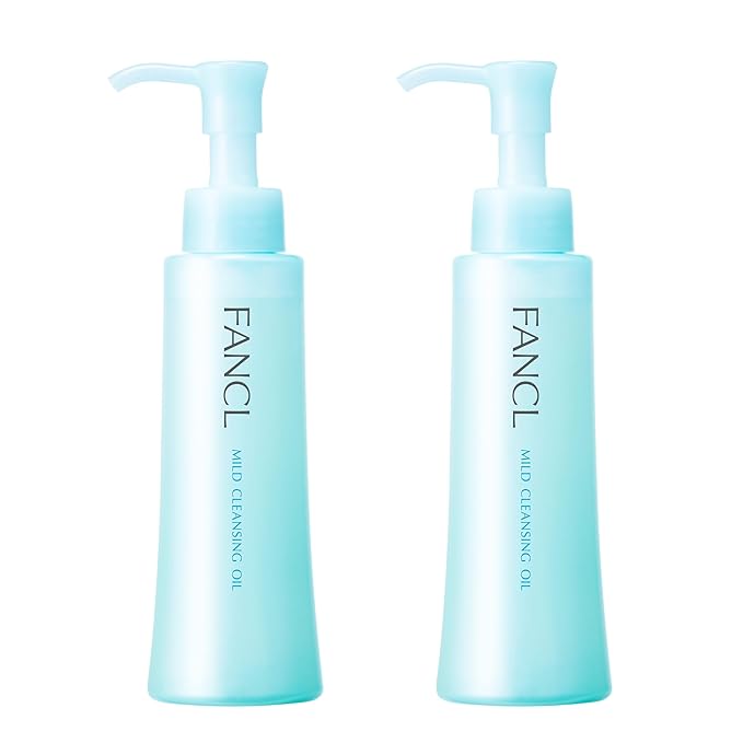 FANCL Mild Cleansing Oil, Japanese Facial Cleansing Oil, Makeup Remover, Oil Cleanser, 100% Preservative Free, Clean Skincare for Sensitive Skin [US Package] (2, Blue)